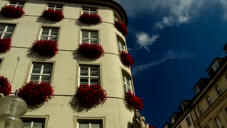 Hyper-time-lapse-moving-near-Frauenkirche-chruch-in-Munich-Germany