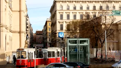 tram-traveling-to-Vienna,-Austria-on-a-winter-day