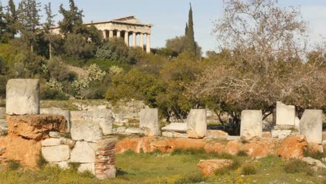 Ágora-de-Atenas,-con-vistas-al-templo-de-Hefesto-o-el-Erecteón