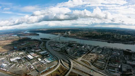 Puente-de-Mann-de-Fraser-río-aéreo-vista-puerto-Coquitlam-BC