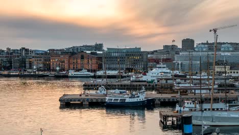 Oslo-Norway-time-lapse-4K,-city-skyline-day-to-night-timelapse-at-harbour