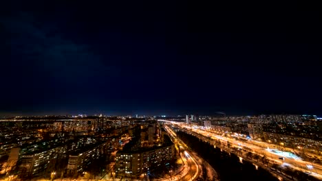 The-beautiful-view-on-the-evening-city-landscape.-time-lapse