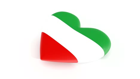 Palpitante-corazón-en-los-colores-de-la-bandera-de-Irán,-en-un-fondo-blanco,-render-3d,-lazo