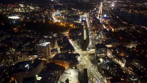 Nacht-Nahaufnahme-von-Boston-mit-Blick-auf-Fenway-Park-in-Boston,-Massachusetts