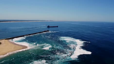 drone-aerial-shot-of-a-coal-freighter-leaving-newcastle