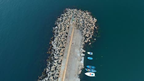 Lighthouse-and-fisherman-boats-Aerial