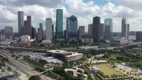 Aerial-of-Downtown-Houston,-Texas