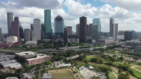 Aerial-of-Downtown-Houston,-Texas