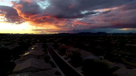 Aerial-Of-Arizona-Community-With-Beautiful-Sunset