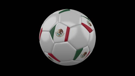 Balón-de-fútbol-con-bandera-de-México,-4k-con-Alpha,-Loop