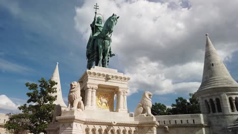 Statue-of-St-Stephen-to-Matthias-Church-in-Budapest-Hungary