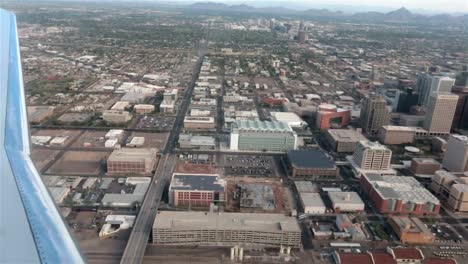 Aerial-airline-approach-Phoenix-Arizona-down-town-urban-area-HD