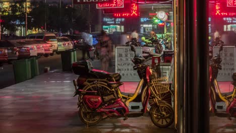 Lapso-de-tiempo-de-compras-Street-de-noche-China