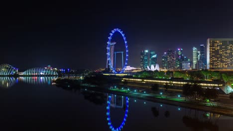 Nacht-Licht-Singapur-Innenstadt-Panorama-4k-Zeitraffer