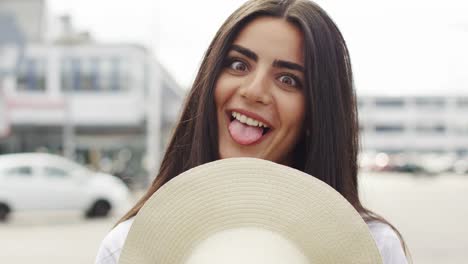 Woman-fooling-around-in-front-of-camera