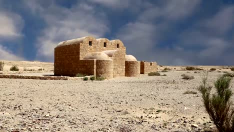 (Qasr)-Quseir-Amra-Wüste-Burg-in-der-Nähe-von-Amman,-Jordanien.-Welterbe-mit-berühmten-Fresken.