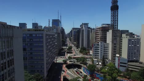 Aerial-View-of-Paulista-Avenue,-Sao-Paulo,-Brazil