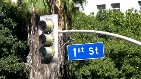 Street-sign-and-traffic-lights-in-4k-slow-motion