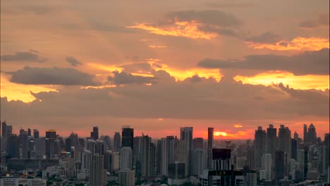 Sonnenuntergang-mit-Stadtbild-Ansicht-Zeitraffer