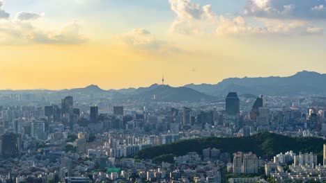 Zeitraffer-von-Seoul-City-Skyline,-Südkorea