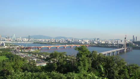 Vista-aérea-Skyline-de-la-ciudad-de-Seoul-en-Seúl,-Corea-del-sur