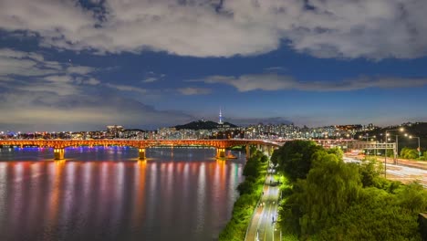 Timelapse-in-Seoul-City-Skyline,-Südkorea