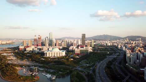 Luftaufnahme-von-Seoul-City-Skyline,-Südkorea