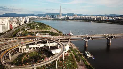 Vista-aérea-de-Seúl-Skyline,-Corea-del-sur