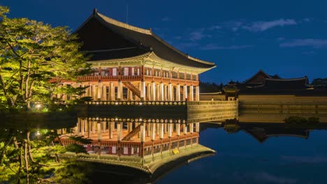 Zeitraffer-des-Gyeongbokgung-Palace-in-Stadt-Seoul,-Südkorea