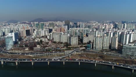 Aerial-of-Seoul,-South-Korea