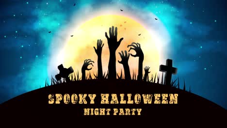 Gruselige-Halloween-Nacht-Party-Landschaft-Animation-Hintergrund