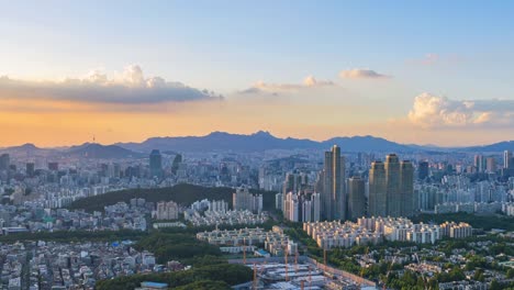 Timelapse-at-Seoul-City-Skyline,-South-Korea