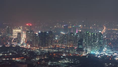 Seúl,-Corea,-Timelapse---el-sur-de-Seúl-en-la-noche