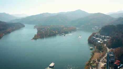 Herbst-Luftbild-von-Nami-Island,-Südkorea