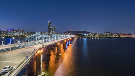 Timelapse-at-Seoul-City-Skyline,-South-Korea