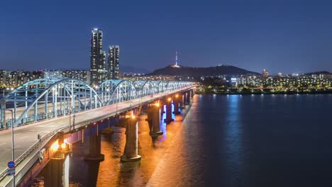 Timelapse-at-Seoul-City-Skyline,-South-Korea