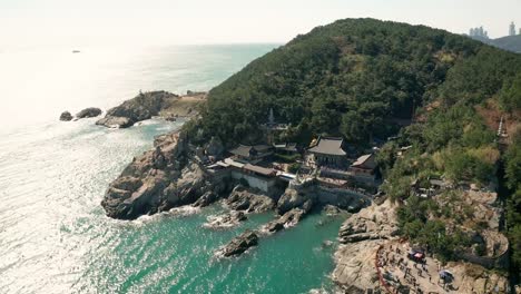 Aerial-view-of-Haedong-Yonggungsa-Temple,-Busan