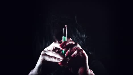 4K-Horror-Creepy-Woman-Holding-Injection-with-Blood