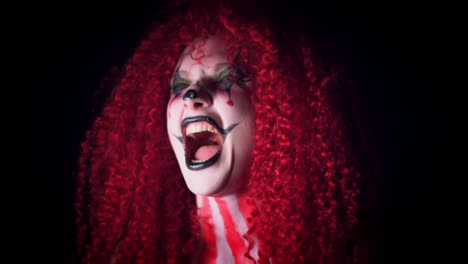 4k-Halloween-Horror-Clown-Woman-Acting-Evil