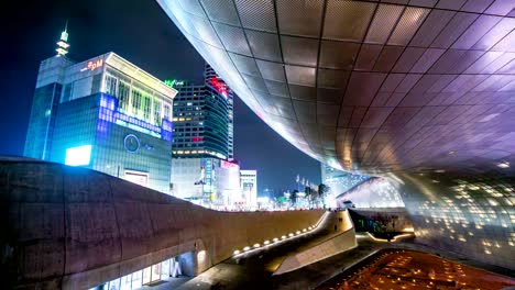 Noche-de-la-ciudad-de-Seúl-Timelapse-de-la-zona-de-compras