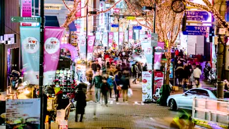 Seoul-City-Myeong-dong-Shopping-Area-Night-Timelpase