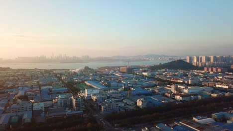 Aerial-view-Sunset-of-the-industrial-park.incheon-Seoul,Korea