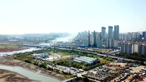 Aerial-view-Sunset-of-the-industrial-park.-incheon-Seoul,Korea