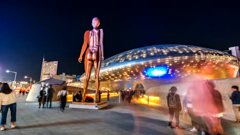 4K-Time-lapse-View-Walking-people-of-the-city-Seoul-at-night,-South-Korea