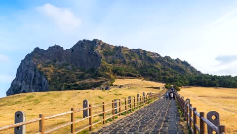 timelapse-de-Seongsan-Ilchulbong,-isla-de-Jeju,-Corea-del-sur