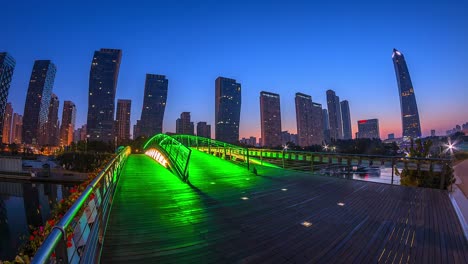 lapso-de-tiempo-de-4-k-vista-de-Songdo-Central-Park-en-la-ciudad-de-Incheon-de-Corea-del-sur