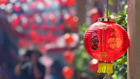 Tourist-travel-in-chinatown-that-decorated-with-Chinese-new-year-lanterns