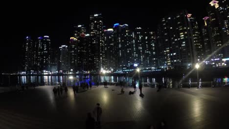 Night-View-of-haeundae-cityscape,-busan,-south-korea-,-asia