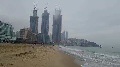 Regnerischen-trüben-Winter-Haeundae-Strand