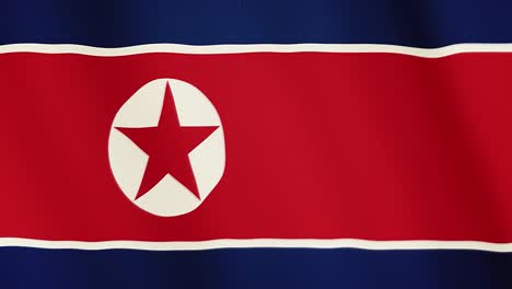 Animación-que-agita-la-bandera-de-Corea-del-norte.-Pantalla-completa.-Símbolo-del-país